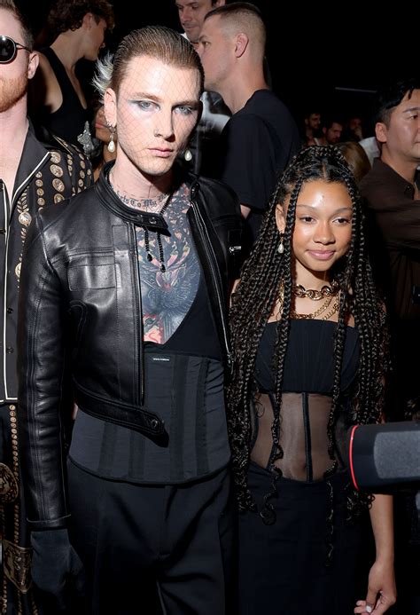 Machine Gun Kelly rocks fishnet mask for fashion show with daughter