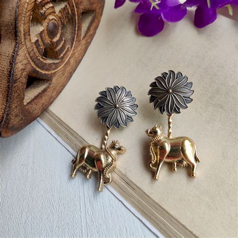 "Simmi" Dual tone Cow Oxidized Earrings – The Fiona Store