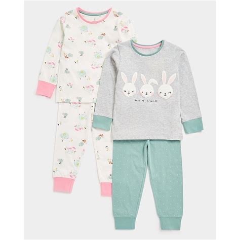 Buy Girls Full Sleeves Pyjama Set Bunny Design-Pack of 2-Multicolor ...