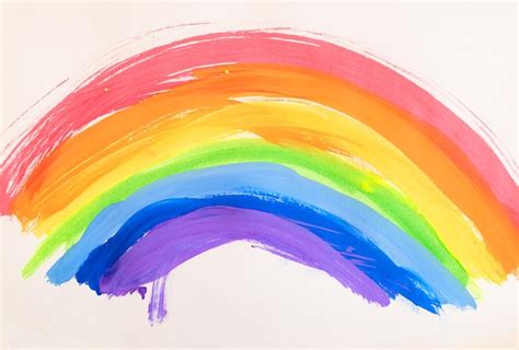 Children's drawing of a rainbow on a white background bright background ...