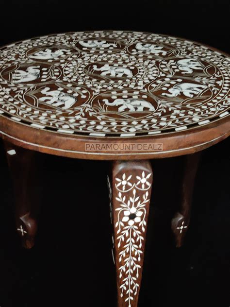 18 Inch Inlay Coffee Table| Bone Inlay Table| Mother of Pearl Coffee T