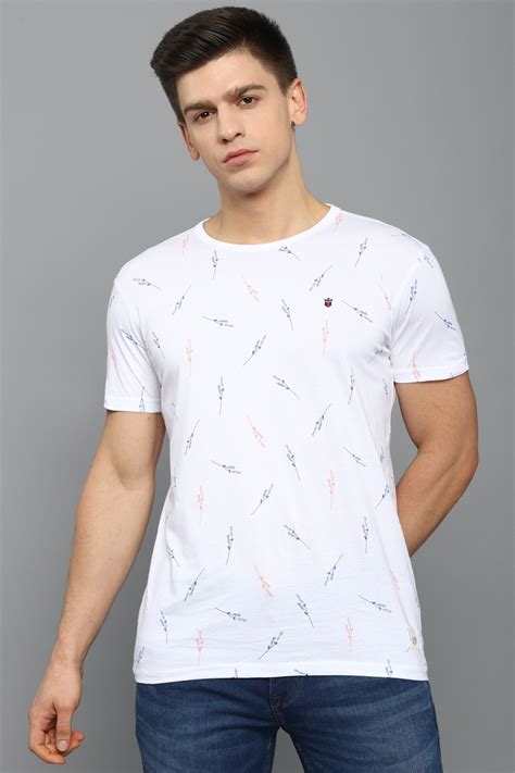 Buy Men White Print Crew Neck T-shirt Online - 721837 | Louis Philippe