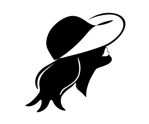 black and white abstract portrait of a woman in a hat. women's logo 16143915 Vector Art at Vecteezy