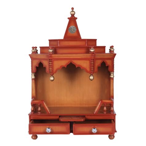 Brahma Shray Teak Wood Floor Rested Pooja Mandir (Teak Gold) – DZYN ...