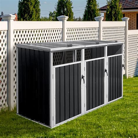 Amazon.com : KEIKI Garbage Bin Storage Shed with Lockable Doors ...