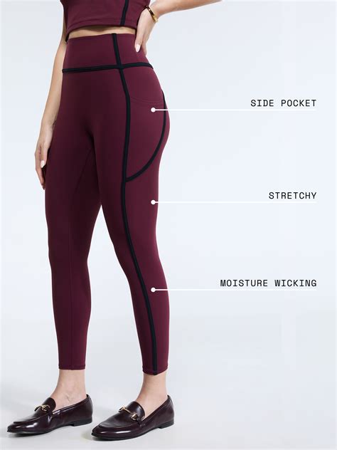 Burgundy Aerial Contrast Leggings – CAVA Athleisure Pvt Ltd