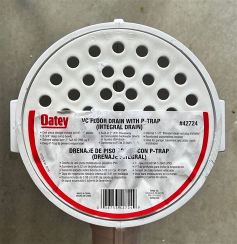 Oatey 2 in. PVC Floor Drain w/P-Trap and Cleanout in White w/PVC Grid ...