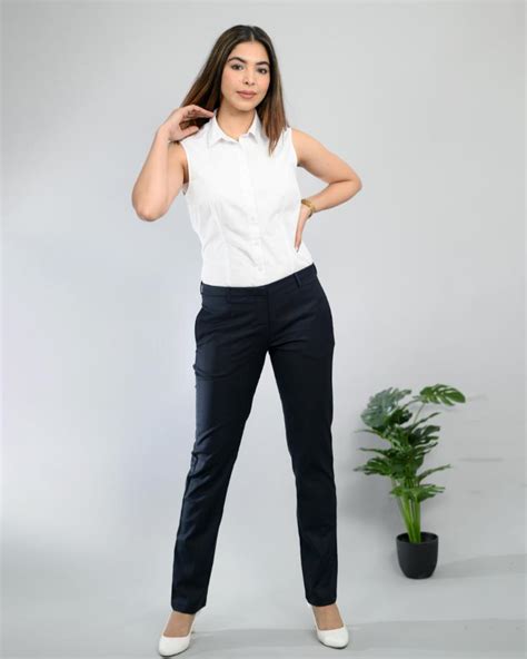 Navy blue cigarette pencil pants & trousers for women casual and office ...