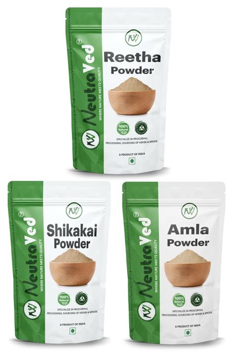 NeutraVed Amla, Reetha, Shikakai Powder For Hair Care For All Hair Type ...