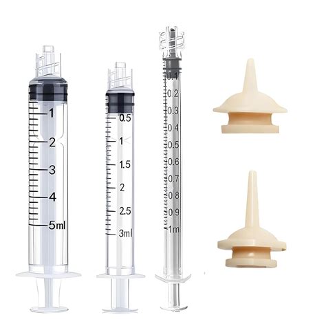 3 PCS Injection Syringe for Feeding+2PCS Short and Long Nipples, Hand ...