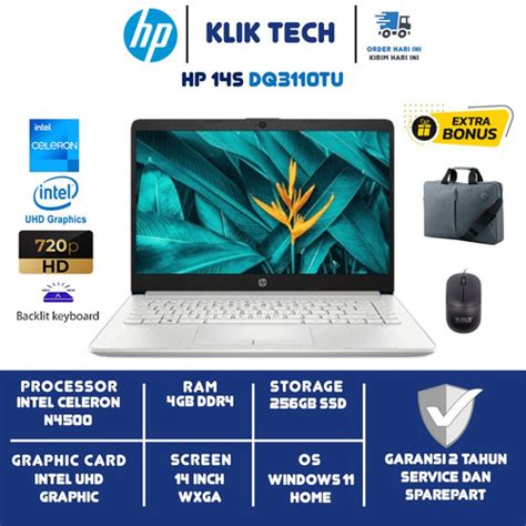 Jual LAPTOP HP 14S DQ3110TU INTEL N4500 8GB 256GB SSD WIN11HOME OHS ...