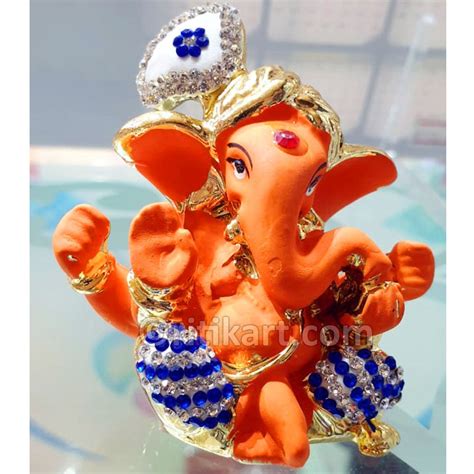 Buy Gold Plated Alloy Cute Lord Ganesh in Pagadi Showpiece-Ritikart