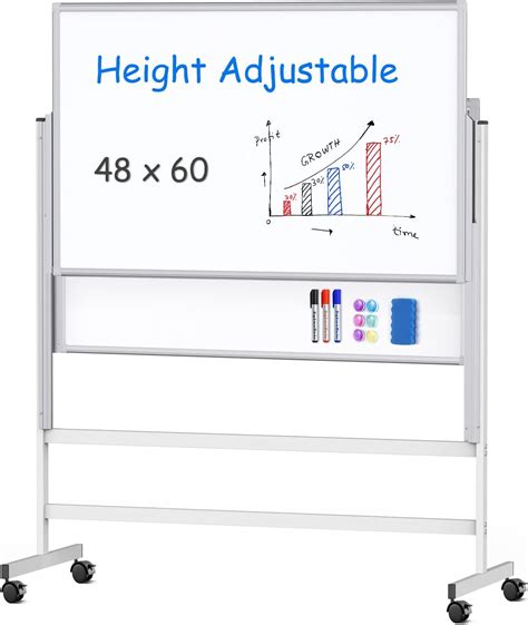 Whiteboard Height Adjustable, Easel Stand White Board on Wheels Mobile ...