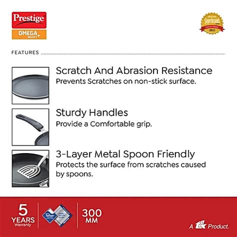 Prestige Omega Select Plus Non-Stick Omni Tawa - 30 cm, Black, 1 pc ...