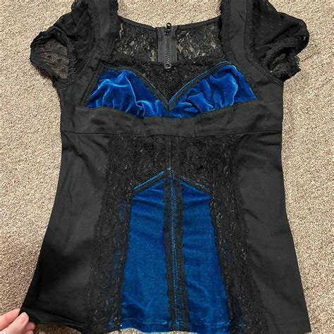 Tripp NYC Women's Black and Blue Shirt | Depop