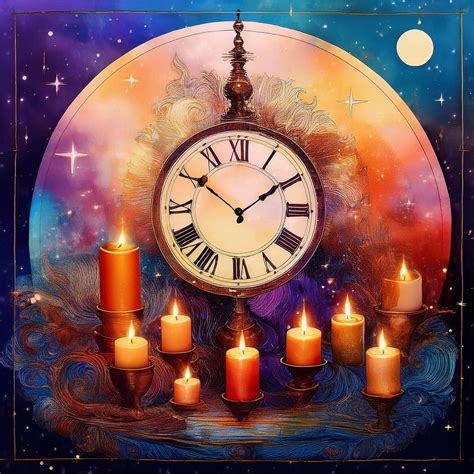 Watercolor Clock And Candles Art Free Stock Photo - Public Domain Pictures