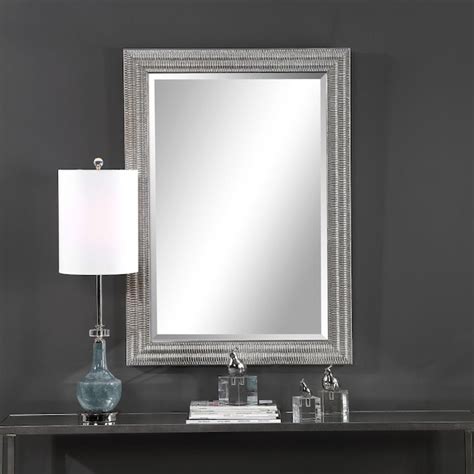 Global Direct 29.5-in W x H Silver Leaf Framed Wall Mirror at Lowes.com