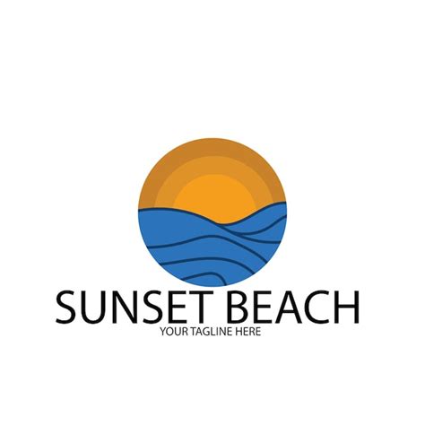 Sunset beach ocean logo and vector template | Premium Vector
