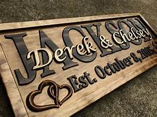 Last Name Wedding Gift by Personalized Family Last Name Sign Custom Carved Wood Last Name Wedding Gift