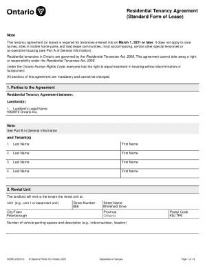 Ontario Residential Tenancy Agreement - Fill Out, Sign & Share Online ...