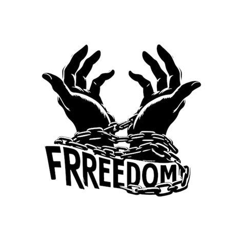 A pair of hands chained to a chain with the text words freedom a pair ...