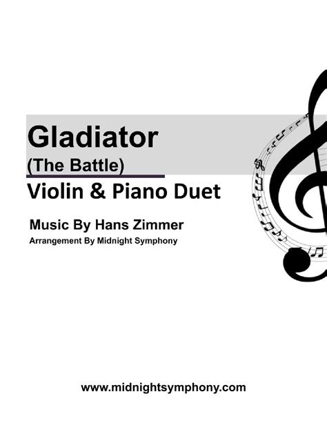 Gladiator Main Theme (arr. Midnight Symphony) by Hans Zimmer Sheet Music for Violin and Piano at ...
