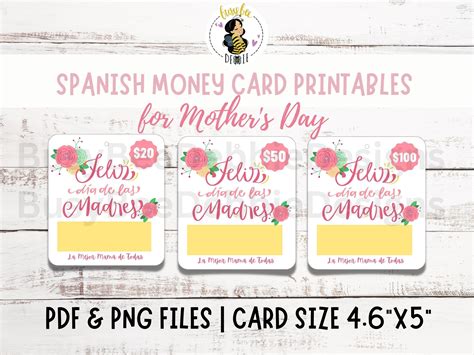 Spanish Printable Mother's Day Money Card | Mother's Day Gift for Mom ...