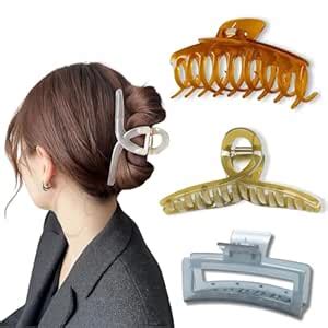 Cerrito 6 Pcs Big Hair Claw Clips, Large Round & Rectangle Clutchers ...