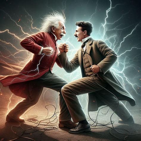 Albert Einstein Vs. Nicola Tesla : r/hardaiimages