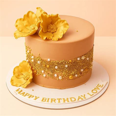 Golden Elegance Birthday Cake - Aubree Haute Chocolaterie