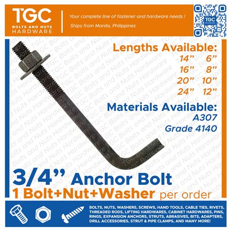Anchor Bolt L Type Sizes at Beverly Henson blog