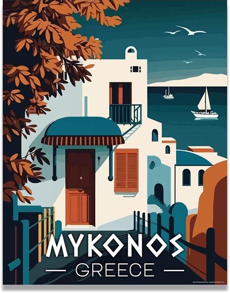 Buy Inspirational Wall Art Co. - Mykonos Greece | Vintage Travel Poster ...
