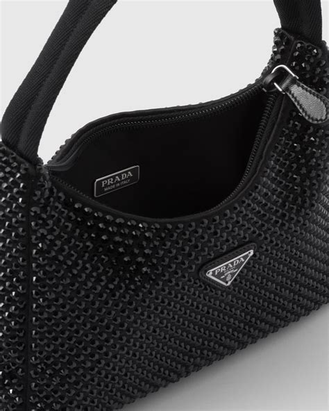Black Satin Mini-bag With Crystals | PRADA