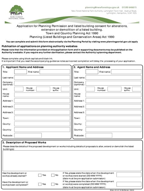 UK Planning Permission Application Form - Blank Fillable Template ...