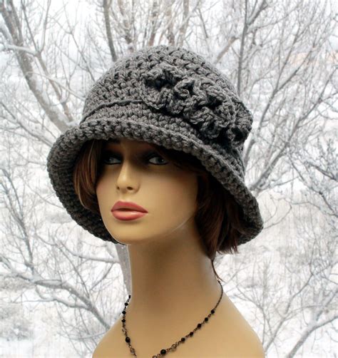 Crochet Womens Hat Flapper Brim Hat Chunky Crochet Hat | Etsy | Chunky ...