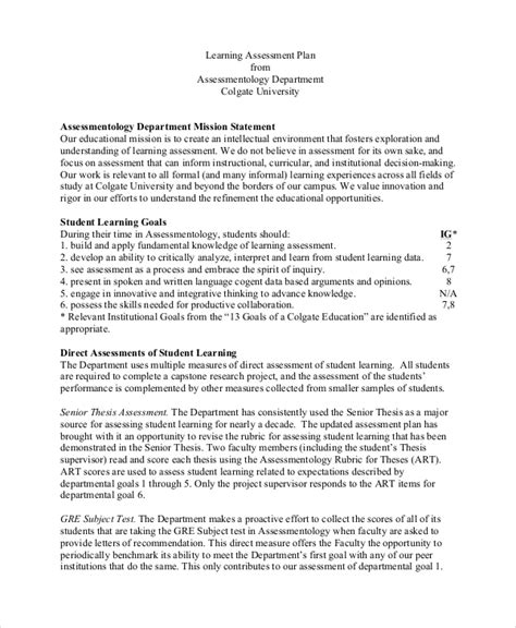 Image result for Assessment Plan Examples