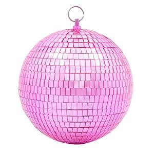 Javik Pink Disco Ball, 8 inch Mirror Ball Decor with Hanging Rings ...