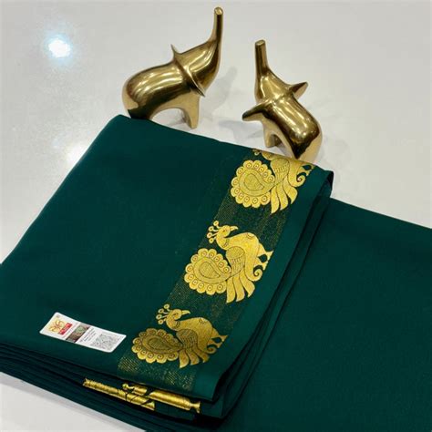 Pure Mysore Silk Saree | Gap Peacock Border | Raj Silk Villa