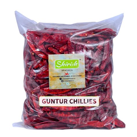 Shirish Masala Guntur Mirchi (Stemless) (Sortex clean)- Hot Dried Red ...