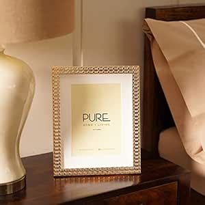 Pure Home + Living Gold Plated Patterned Metal Photo Frame, Tabletop ...