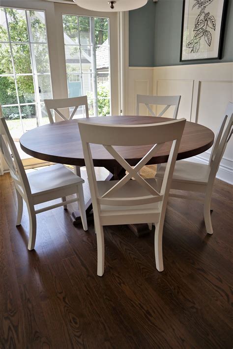 A custom created 60 inch round #walnut table, with minimal distressing ...