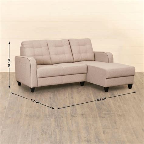 Buy Montoya Fabric 2-Seater Right Corner Sofa with Chaise - Beige from ...