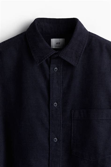 Men’s Navy blue Regular Fit Corduroy shirt | H&M IN