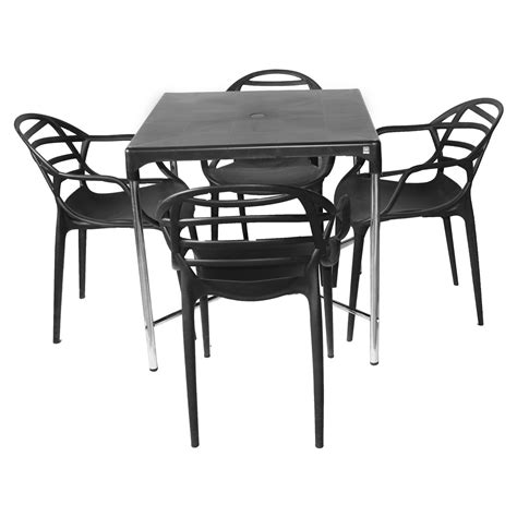 Cello Croma DLX Atria Four Seater Dining Table Set (Black) : Amazon.in ...