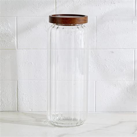 Buy Vault Malva Set of 5 Glass Storage Canisters with Acacia Wood Lid ...