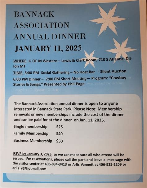 Bannack Association Annual Dinner, University of Montana Western ...