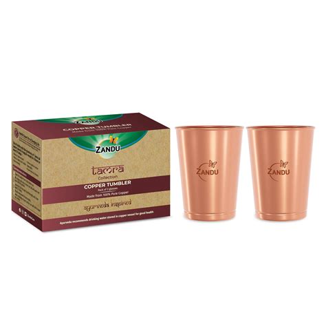 Buy Zandu Copper Tumbler Online (Set of 2 Glasses)