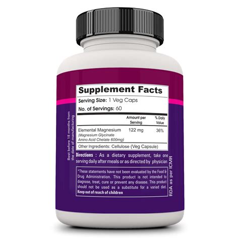 Zenith Nutrition High Absorption Chelated Magnesium Glycinate 600mg ...