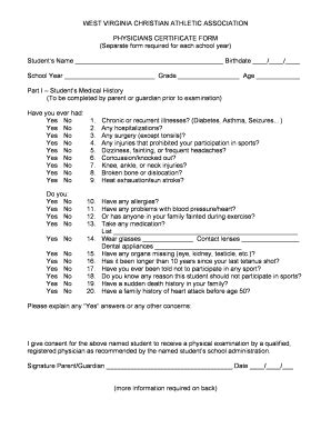 WVCEA Medical Forms-Physical Form.doc - Mcawv - Fill and Sign Printable ...