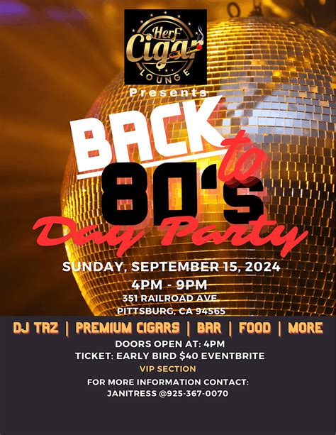 Herf Cigar Lounge Presents “Back to The 80s Day Party”, 351 Railroad ...